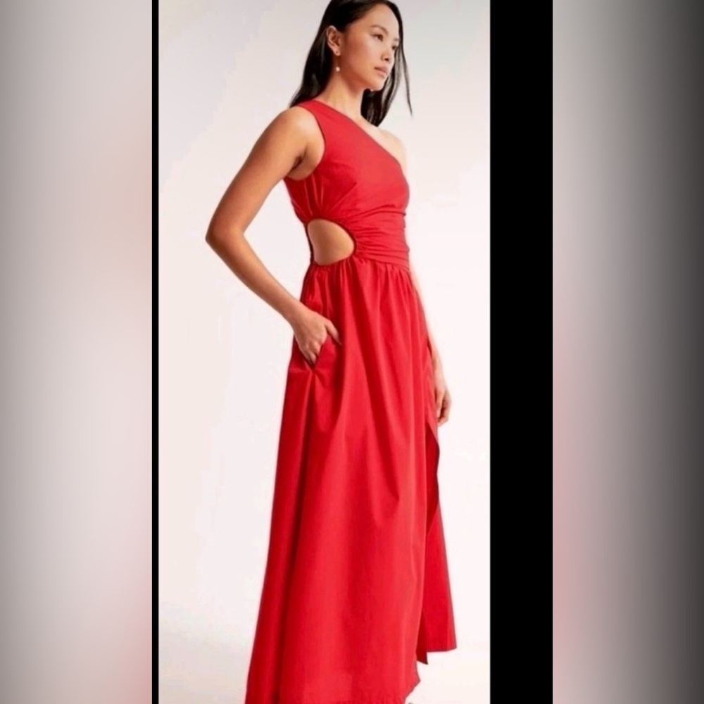 Abercrombie Red Cutout Maxi Dress - Women's Elegant Evening Dress